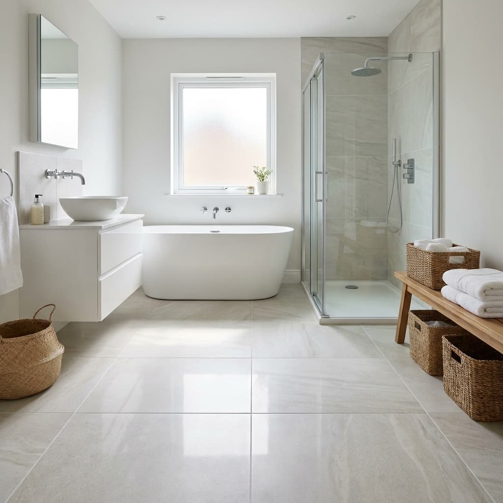 Finished bathroom with tiles