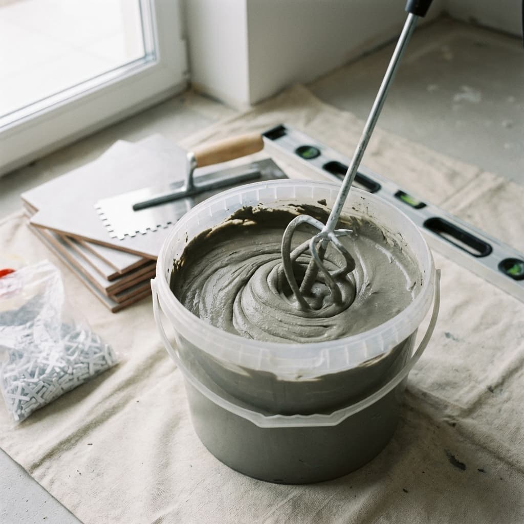 Mixing tile adhesive